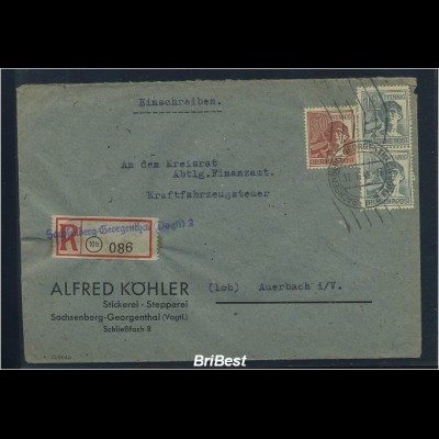 KONTROLLRAT 1948 interessanter Einschreibe-Brief (83714)