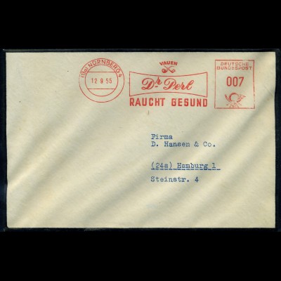 BUND 1955 Interessanter Freistempel-Beleg (96115)