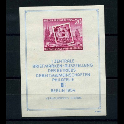 DDR 1954 PLATTENFEHLER Block 10IV postfrisch (101159)