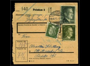 Paketkarte 1943 POTSDAM siehe Beschreibung (114454)