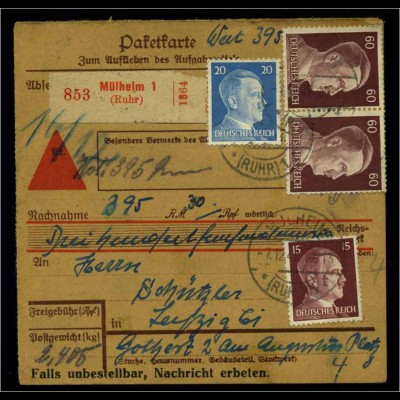 Paketkarte 1942 MÜLHEIM siehe Beschreibung (114682)