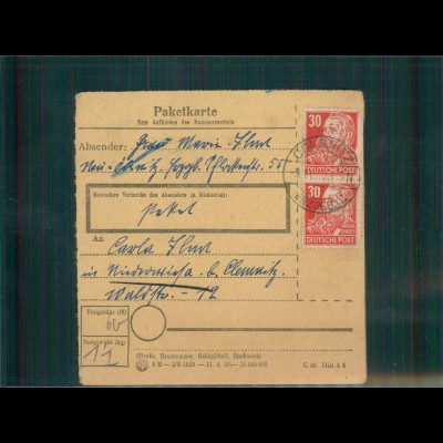 Paketkarte 1949 OELSNITZ siehe Beschreibung (202541)