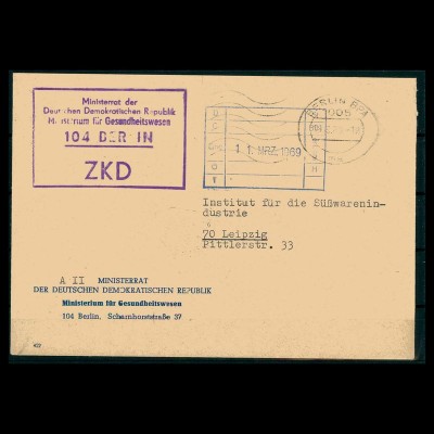 DDR ZKD Dienstbrief 1969 siehe Beschreibung (205933)