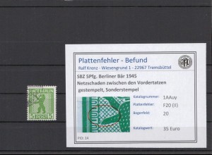 SBZ 1945 PLATTENFEHLER Nr 1AAuy II gestempelt (210214)