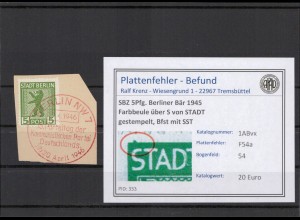 SBZ 1945 PLATTENFEHLER Nr 1ABvx F54a gestempelt (210463)