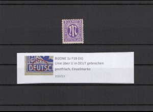 AM-POST 1945 PLATTENFEHLER Nr 1z III postfrisch (211295)