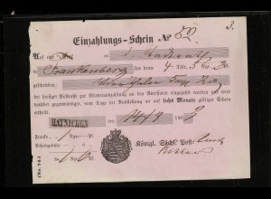 EINZAHLUNGS-SCHEIN HAYNICHEN 1863 siehe Beschreibung (212339)