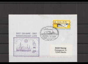 SCHIFFSPOST - 2007 Echt gelaufener Schiffspost- Brief (212766)