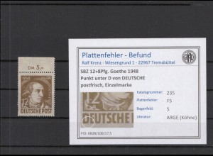 SBZ 1948 PLATTENFEHLER Nr 235 F5 postfrisch (213222)
