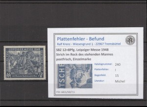 SBZ 1948 PLATTENFEHLER Nr 240 I postfrisch (213244)