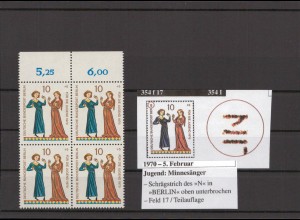 BERLIN 1971 PLATTENFEHLER Nr 354 I postfrisch (213750)