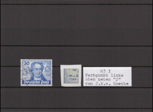 BERLIN 1949 PLATTENFEHLER Nr 63 I gestempelt (213795)