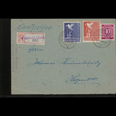 SBZ Zehnfachfrankatur-Brief mit u.a. Nr 962 gestempelt (213989).