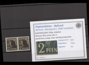 KONTROLLRAT 1947 PLATTENFEHLER Nr 943 F56a postfrisch (214448)