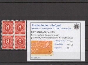 KONTROLLRAT 1947 PLATTENFEHLER Nr 917aa I postfrisch (214595)