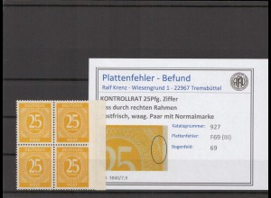 KONTROLLRAT 1947 PLATTENFEHLER Nr 927 III postfrisch (214788)