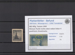 SBZ 1945 PLATTENFEHLER Nr 93AYt F79 postfrisch (214888)