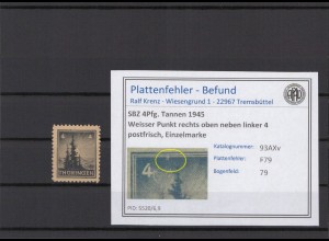 SBZ 1945 PLATTENFEHLER Nr 93AXv F79 postfrisch (214889)