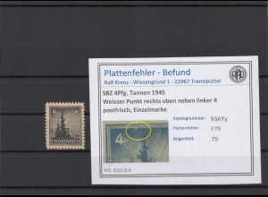 SBZ 1945 PLATTENFEHLER Nr 93AYy F79 postfrisch (214890)