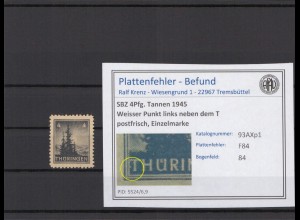 SBZ 1945 PLATTENFEHLER Nr 93AXp1 F84 postfrisch (214893)