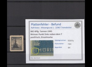 SBZ 1945 PLATTENFEHLER Nr 93AYy F84 postfrisch (214896)