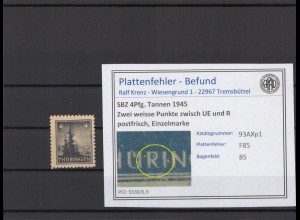 SBZ 1945 PLATTENFEHLER Nr 93AXp1 F85 postfrisch (214899)