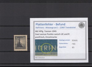 SBZ 1945 PLATTENFEHLER Nr 93AXt F85 postfrisch (214900)