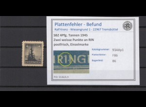 SBZ 1945 PLATTENFEHLER Nr 93AXp1 F86 postfrisch (214905)