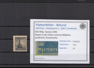 SBZ 1945 PLATTENFEHLER Nr 93AXp1 F86 postfrisch (214910)