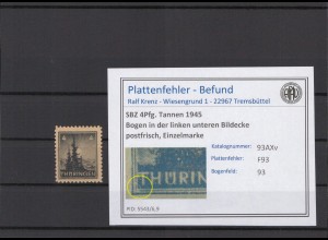 SBZ 1945 PLATTENFEHLER Nr 93AXv F93 postfrisch (214912)