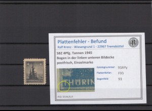 SBZ 1945 PLATTENFEHLER Nr 93AYy F93 postfrisch (214913)