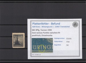 SBZ 1945 PLATTENFEHLER Nr 93AXt F94 postfrisch (214917)