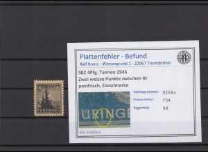 SBZ 1945 PLATTENFEHLER Nr 93AXv F94 postfrisch (214918)