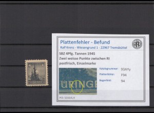 SBZ 1945 PLATTENFEHLER Nr 93AYy F94 postfrisch (214919)