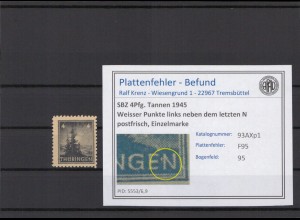 SBZ 1945 PLATTENFEHLER Nr 93AXp1 F95 postfrisch (214922)