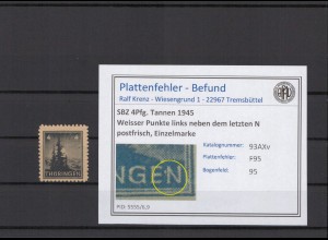 SBZ 1945 PLATTENFEHLER Nr 93AXv F95 postfrisch (214924)