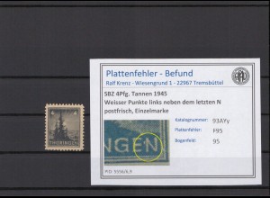 SBZ 1945 PLATTENFEHLER Nr 93AYy F95 postfrisch (214925)