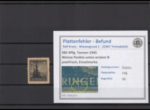 SBZ 1945 PLATTENFEHLER Nr 93AXv F96 postfrisch (214930)