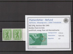 SBZ 1945 PLATTENFEHLER Nr 1AAux IX postfrisch (215887)