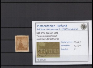 SBZ 1945 PLATTENFEHLER Nr 92AXp1 IV postfrisch (216193)