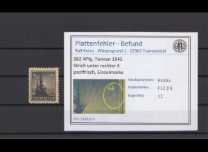 SBZ 1945 PLATTENFEHLER Nr 93AXv II postfrisch (216207)