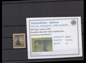 SBZ 1945 PLATTENFEHLER Nr 93AXv VII postfrisch (216215)