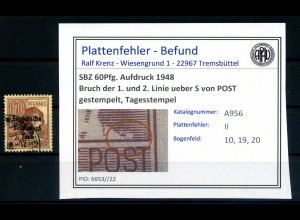 SBZ 1948 PLATTENFEHLER Nr A195 PF II gestempelt (216549)