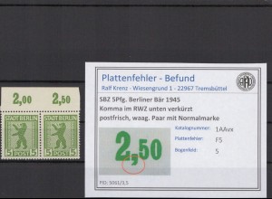 SBZ 1945 PLATTENFEHLER Nr 1AAvx F5 postfrisch (216645)
