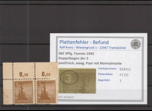 SBZ 1945 PLATTENFEHLER Nr 92AYz1 II postfrisch (218092)