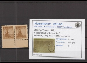 SBZ 1945 PLATTENFEHLER Nr 92AYy V postfrisch (218097)