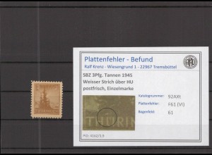 SBZ 1945 PLATTENFEHLER Nr 92AXt VI postfrisch (218098)