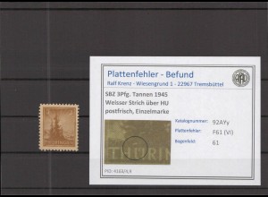 SBZ 1945 PLATTENFEHLER Nr 92AYy VI postfrisch (218099)