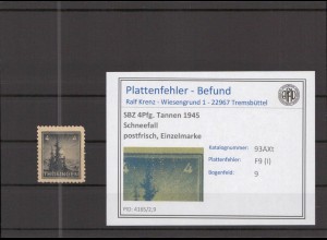 SBZ 1945 PLATTENFEHLER Nr 93AXt I postfrisch (218101)