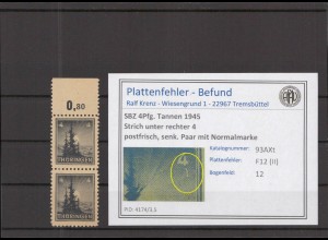 SBZ 1945 PLATTENFEHLER Nr 93AXt II postfrisch (218110)